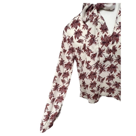 Astr The Label Long Sleeve Bow Neck Sheer Floral Top - Size XS - Picture 3 of 14